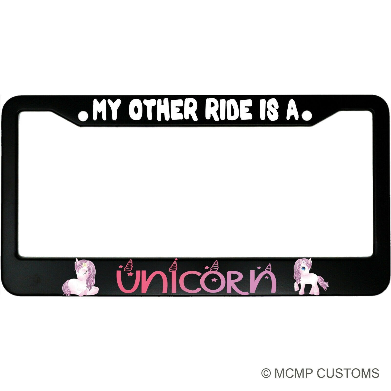 My Other Ride Is A Unicorn License Plate Frame - Cute Aluminum Car Accessory for Unicorn Lovers