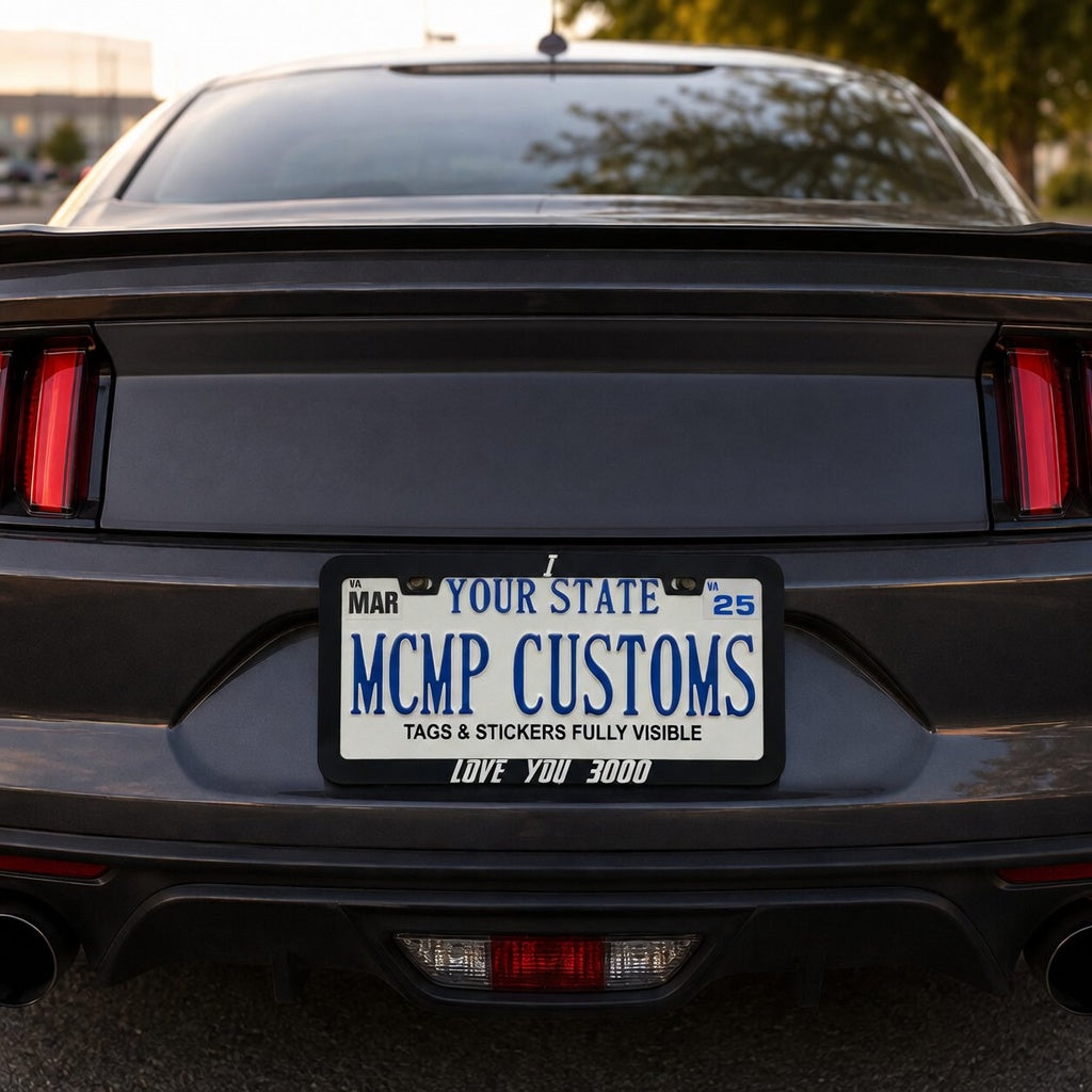 I Love You 3000 Superhero Aluminum License Plate Frame