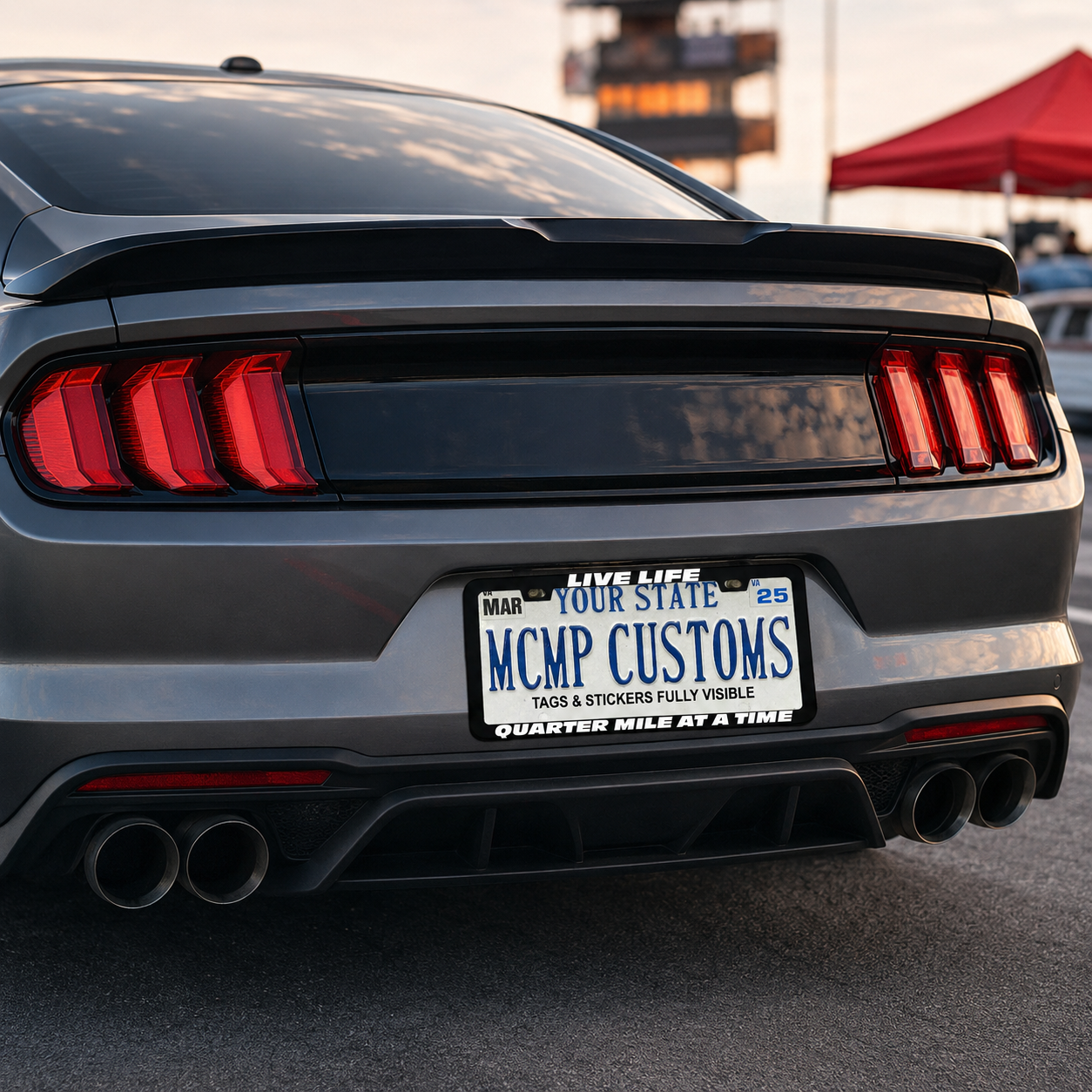 Live Life Quarter Mile At A Time Fast and Furious Aluminum License Plate Frame