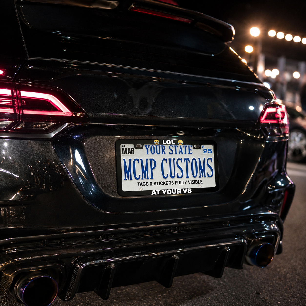 Lol At Your V8 Car Enthusiast Aluminum License Plate Frame