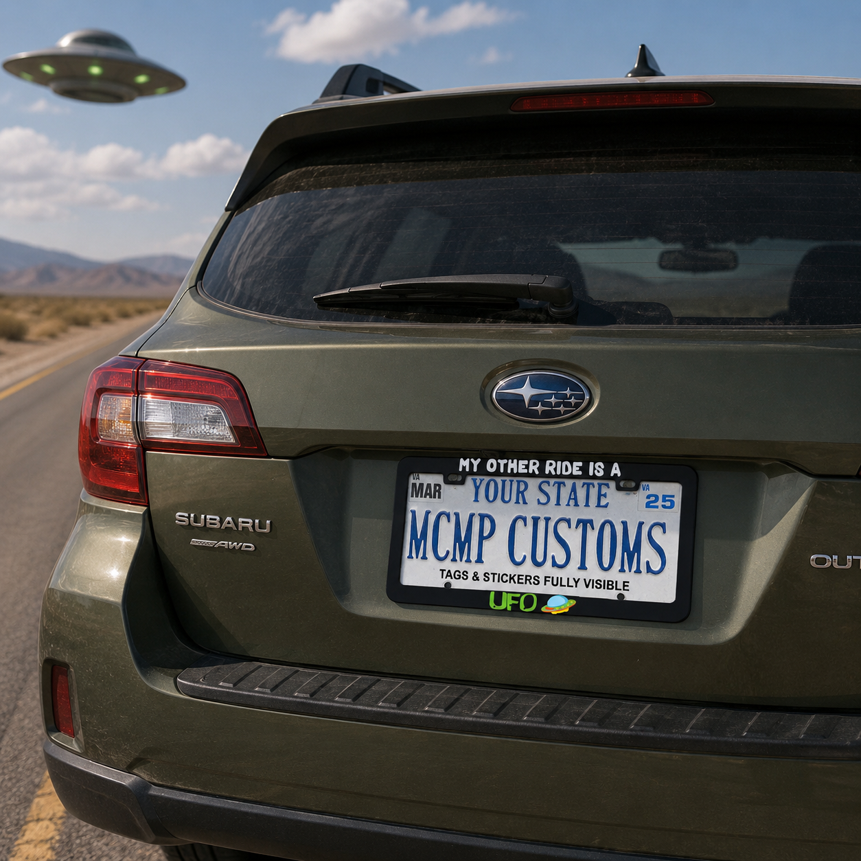 My Other Ride Is A UFO Sci-Fi Aluminum License Plate Frame