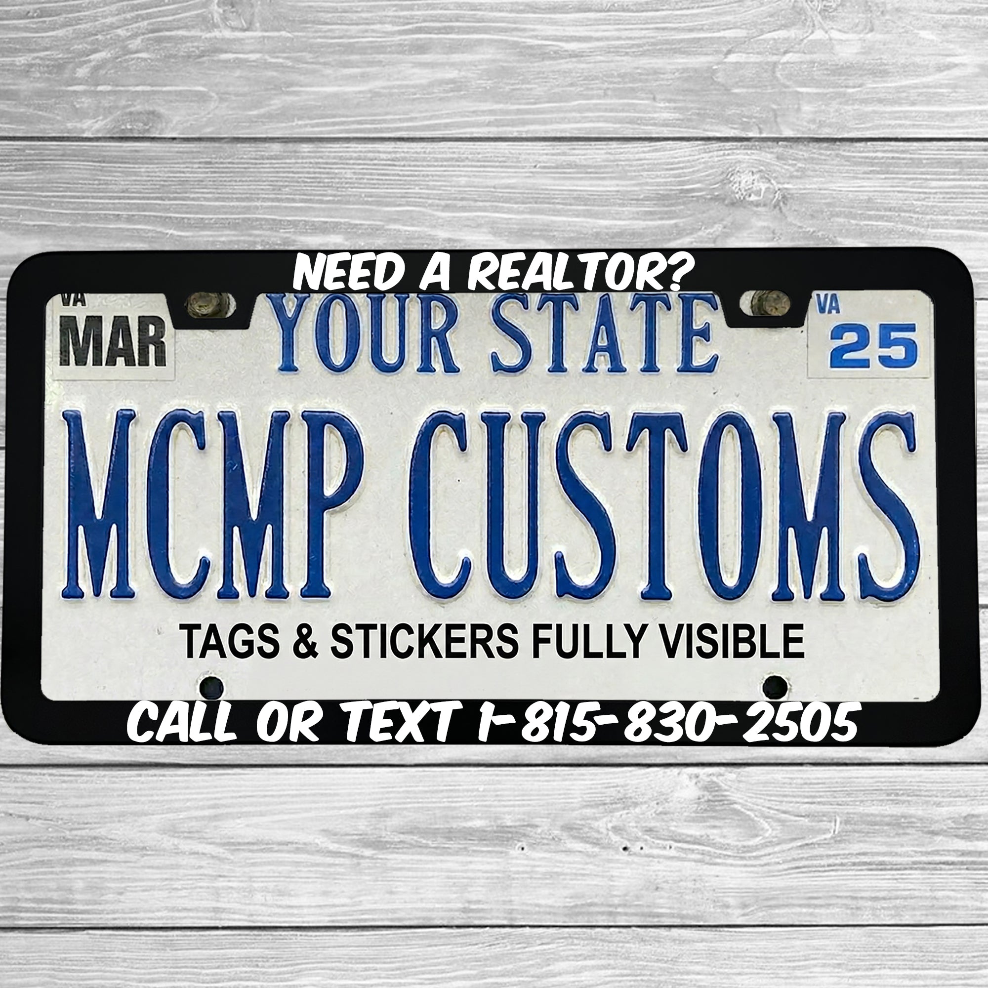 "Need A Realtor?" license plate frame shown on vehicle — lifestyle photo