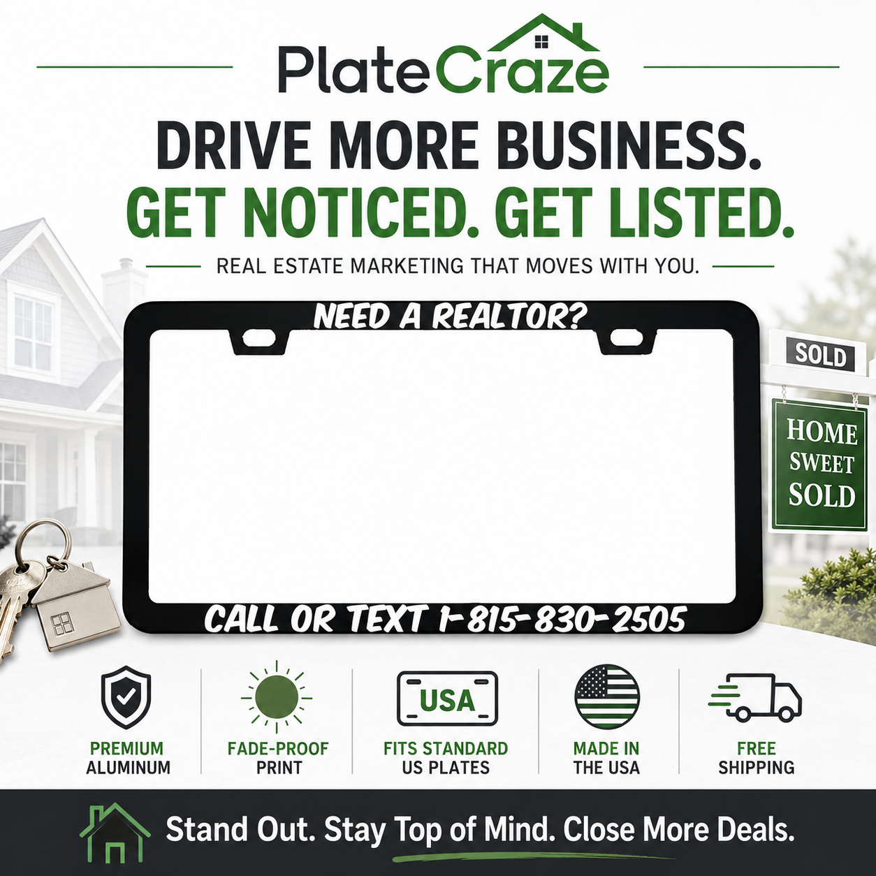 Need A Realtor? Personalized Business Aluminum License Plate Frame