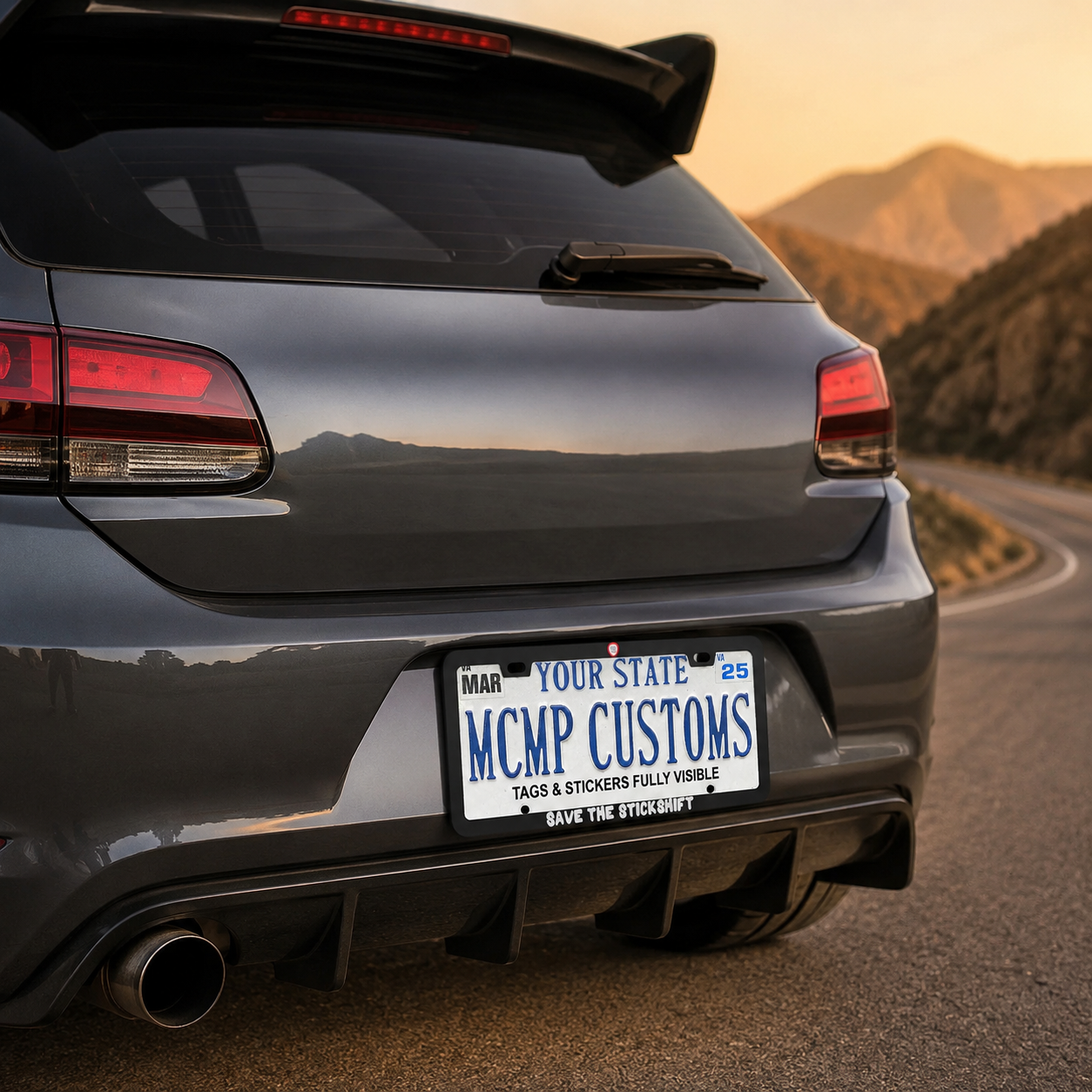 Save The Stickshift license plate frame lifestyle photo