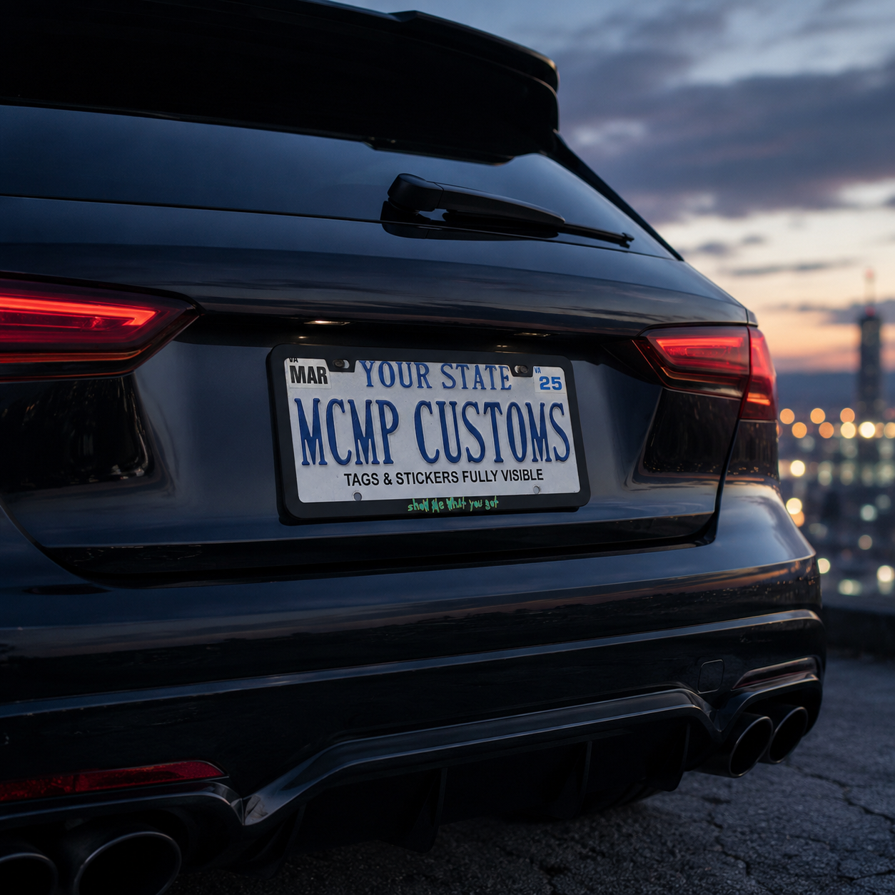 Show Me What You Got license plate frame lifestyle photo