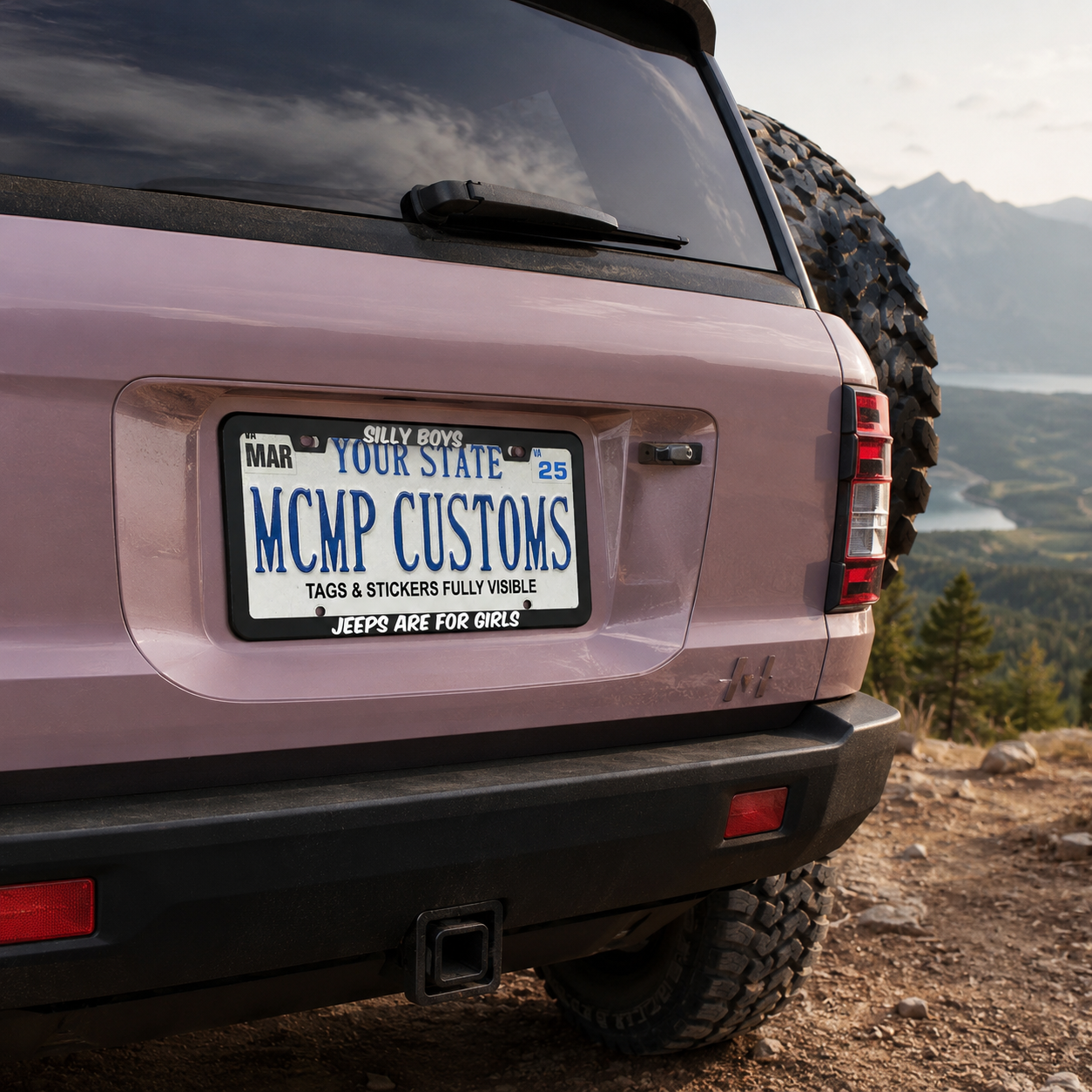 Silly Boys Jeeps Are For Girls license plate frame lifestyle photo