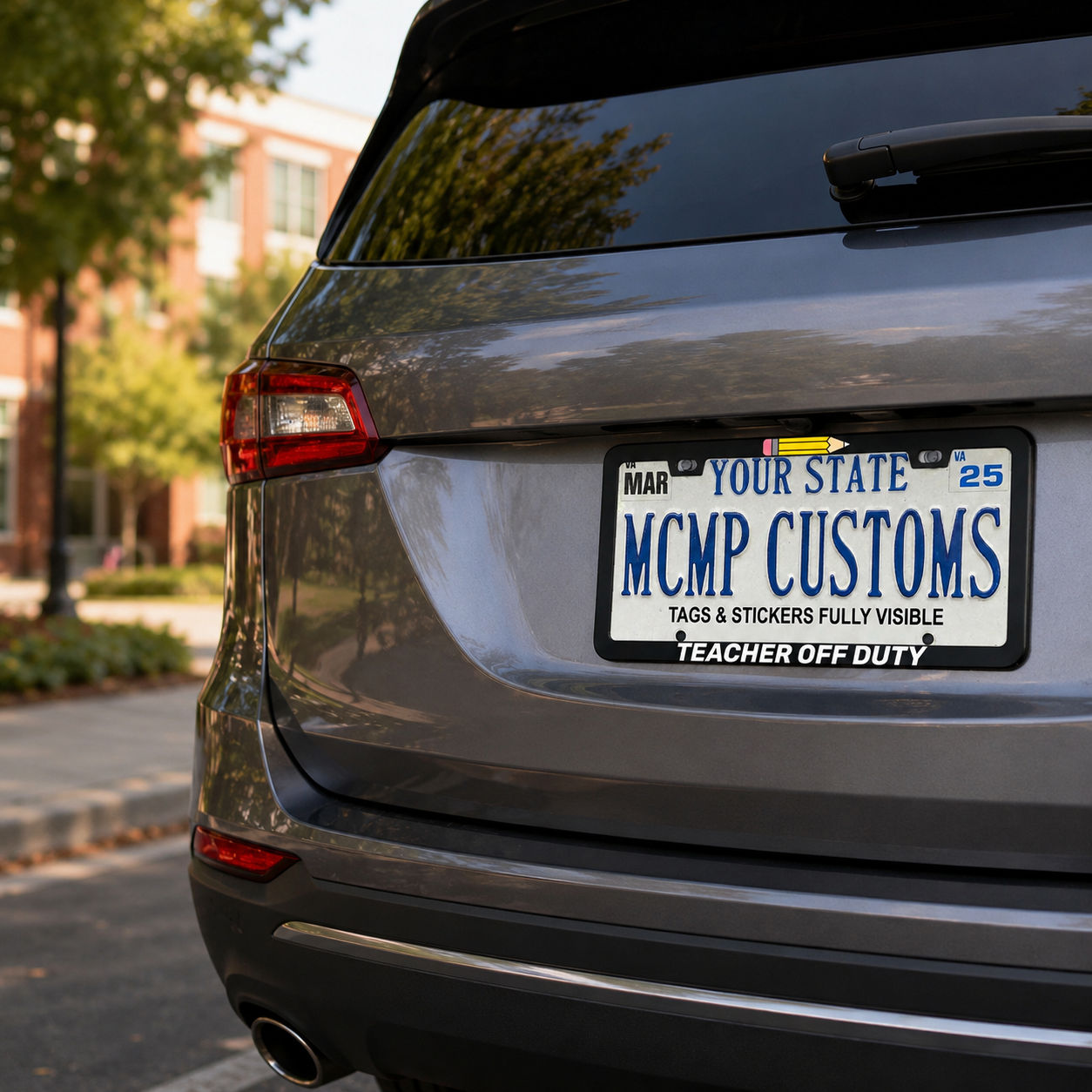 Teacher Off Duty license plate frame lifestyle photo