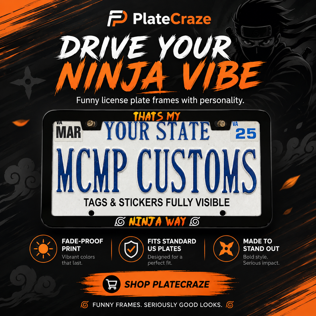 Thats My Ninja Way Anime Aluminum License Plate Frame