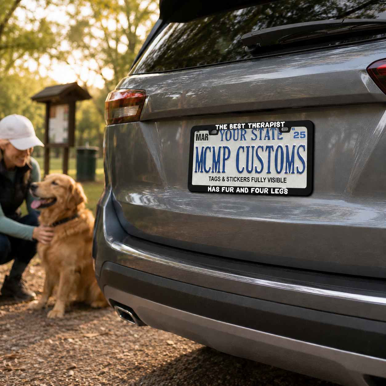 The Best Therapist Has Fur And Four Legs Dog Lover Aluminum License Plate Frame