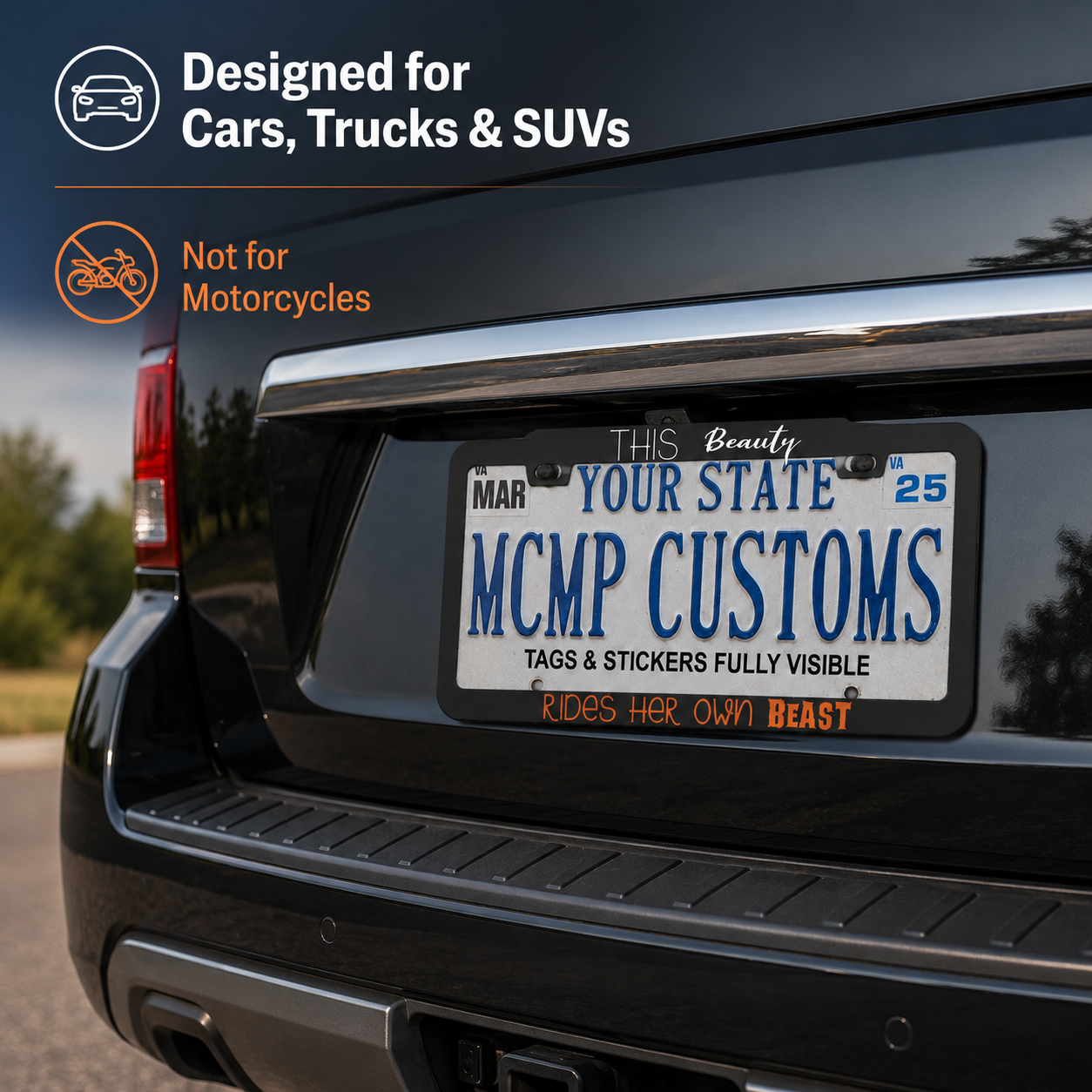 This Beauty Rides Her Own Beast Biker Aluminum License Plate Frame