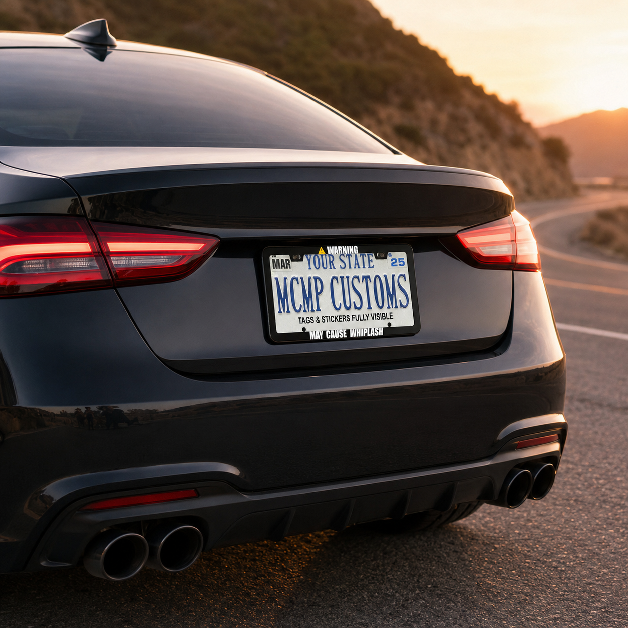 Warning May Cause Whiplash Funny Aluminum License Plate Frame