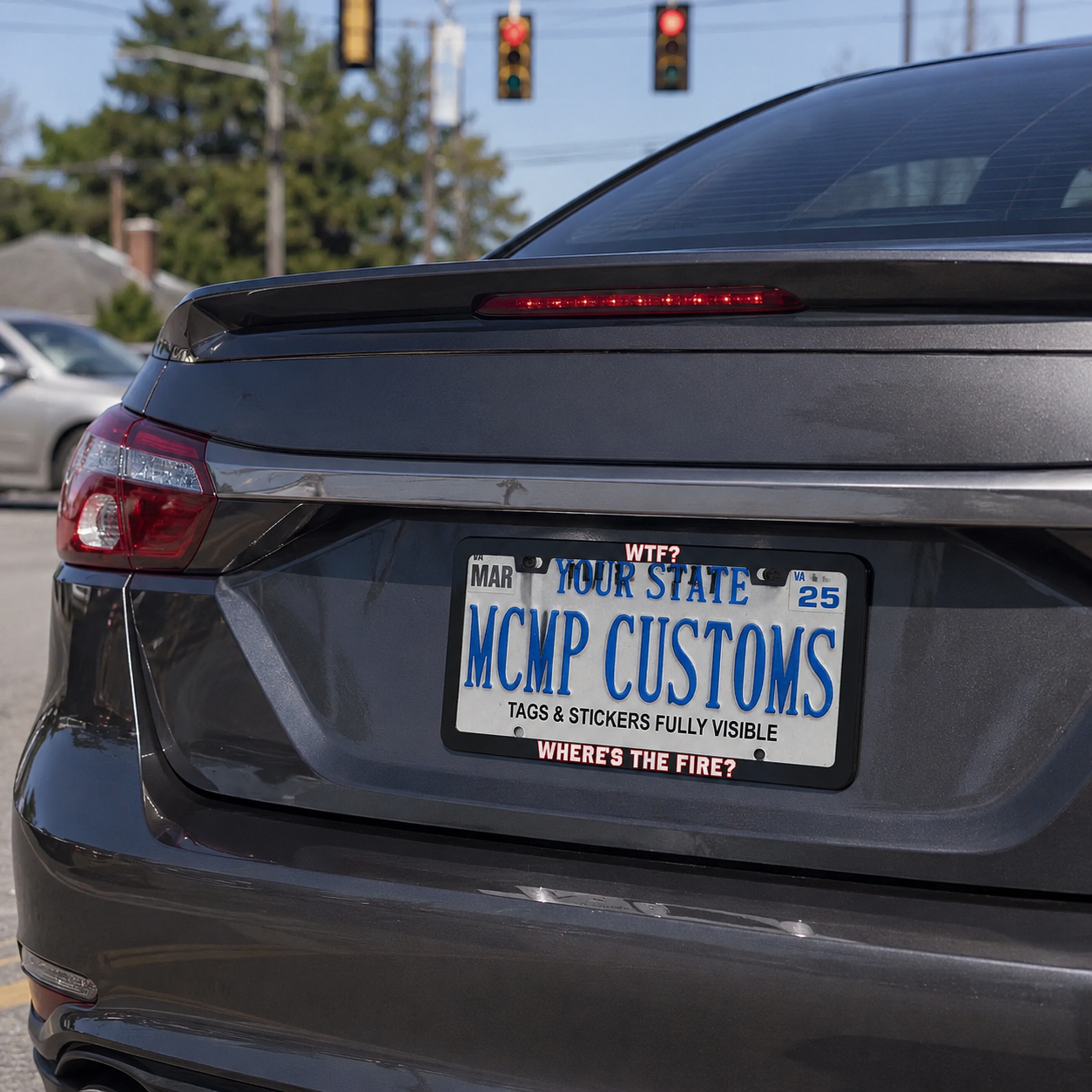 WTF Wheres The Fire Firefighter Aluminum License Plate Frame